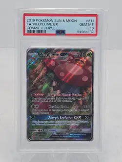 Vileplume GX Full Art 211/236 - PSA10 - Cosmic Eclipse Pokemon Card – Ultra Rare - Image 2