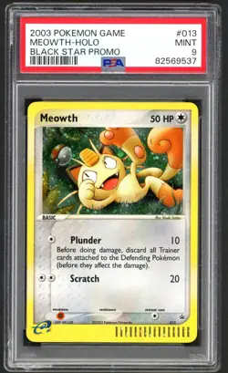 Pokemon Cards - PSA 9 Meowth 013 - Black Star Promo - MINT - PSA9 - Image 1