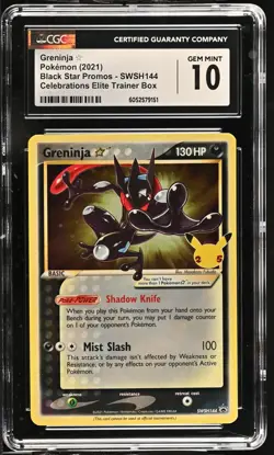 CGC 10 GEM MINT Greninja GOLD STAR SWSH144 HOLO Elite PROMO Pokemon Card 203 - Image 1