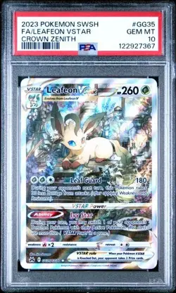 PSA 10 Leafeon VSTAR GG35/GG70 Holo Crown Zenith Card Pokemon Rare GEM MINT - Image 1
