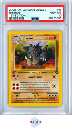 RIZEROS 1ST EDITION POKEMON GERMAN JUNGLE 2000 45 PSA 10 - Image 1