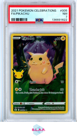 FA/PIKACHU POKEMON CELEBRATIONS 2021 005 PSA 7 - Image 1