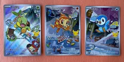Pokemon TCG First Partner Illustration Turtwig, Chimchar and Piplup Set - Image 1