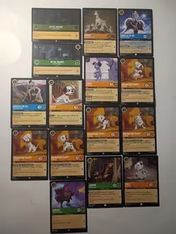 Lorcana Disney 101 Dalmatian (15) Card Lot 2 Cold Foils & 13 Commons - Image 1