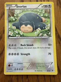 Pokemon Snorlax 26/39 Basic 2013 TCG Card HP120 Rock Smash Strength - Image 1