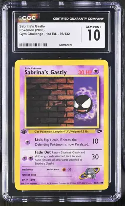 CGC 10 GEM MINT Sabrina's Gastly Gym Challenge 1st Edition 96/132 Pokemon Card - Image 1