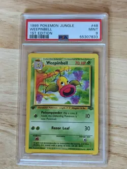 1st Ed Weepinbell Non-Holo 1999 WOTC Pokemon Card 48/64 Jungle Set PSA 9 MINT - Image 1