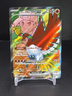 Pokemon TCG Destined Rivals Ethan's Ho-Oh EX Ultra Rare Full Art Card 209/182 - Image 1