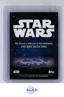STAR WARS SKETCH CARD ARTIST AUTO TOPPS AUTHENTIC ENGLISH - Image 2
