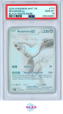 RESHIRAM EX POKEMON 173 2025 WHT DE BLACK WHITE RARE GERMAN PSA 10 - Image 1
