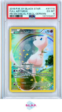 FULL ART/MEW PR-MYTHICAL P.M.CL-GER POKEMON XY BLCK STR PRM 2016 XY110 PSA 6 - Image 1