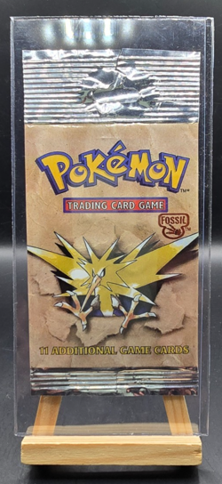 Pokemon TCG WOTC 1999 Fossil EMPTY Booster Pack Long Crimp Zapdos Art - Image 1