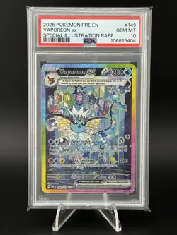 Pokemon TCG 2025 Vaporeon ex 149/131 Special Illustration Rare Holo PSA 10 - Image 1