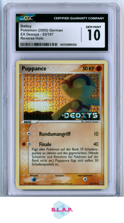 BALTOY POP 1 POKEMON 53/107 2005 EX DEOXYS REVERSE HOLO DEUTSCH CGC 10 GEM MINT - Image 1