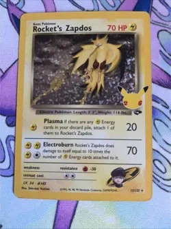 Pokemon TCG English 15/132 Rocket's Zapdos Celebrations Holo Pack Fresh Mint - Image 1
