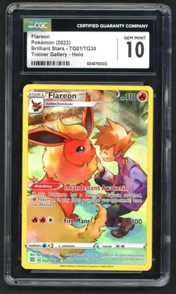 Pokemon Cards - CGC 10 Flareon TG01/TG30 - Brilliant Stars Trainer Gallery - GEM - Image 1