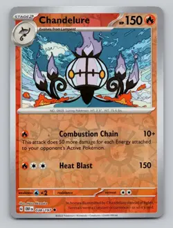 Reverse Holo Chandelure 038/197 Uncommon Obsidian Flames Pokemon - Image 1