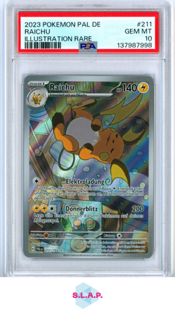 RAICHU ILLUSTRATION RARE POKEMON GERMAN PAL DE-PALDEA EVOLVED 2023 211 PSA 10 - Image 1