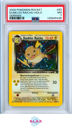 DUNKLES RAICHU-HOLO GERMAN POKEMON ROCKET 2000 83 PSA 7 - Image 1
