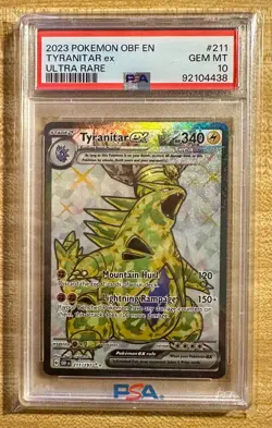Pokemon Tyranitar EX Full Art Holo Scarlet/Violet Obsidian Flames 211/197 PSA 10 - Image 1