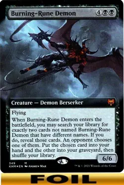 1x - Burning-Rune Demon - FOIL EXTENDED ART #349 - Kaldheim - NM MTG - Image 1