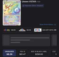 Pokemon Unown VSTAR 199/195 Silver Tempest Full Art Holo Secret Rare - Image 4