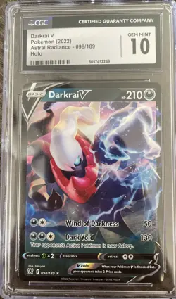 2022 POKEMON ASTRAL RADIANCE HOLO #098/189 DARKRAI V CGC 10 GEM MINT - Image 1