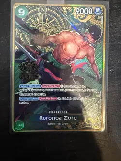 Roronoa Zoro 2ND ANNIVERSARY GOLD FOIL PROMO ALT ART OP06-118 ONE PIECE TCG NM - Image 1