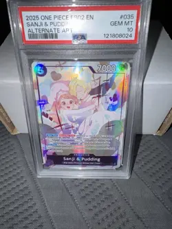 2025 ONE PIECE EB02-EXTRA BOOSTER #035 SANJI & PUDDING ALTERNATE ART PSA 10 - Image 1