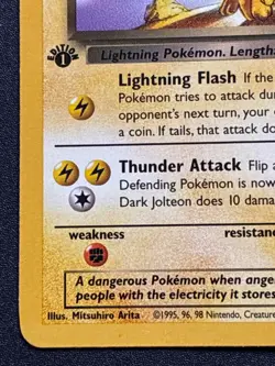 Pokemon Dark Jolteon 1st Edition 38/82 Team Rocket WOTC Non-Holo Rare Card - Image 3