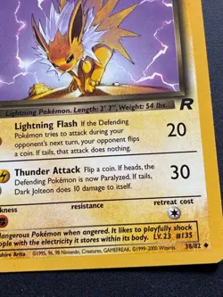 Pokemon Dark Jolteon 1st Edition 38/82 Team Rocket WOTC Non-Holo Rare Card - Image 4