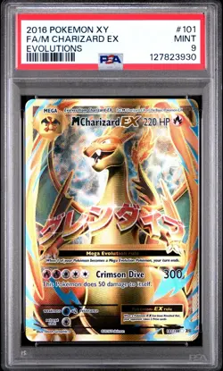 Pokemon TCG XY Evolutions M Charizard EX Full Art Card 101/108 MP PSA 9 MINT - Image 1