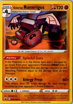 Galarian Runerigus Holo 083/198 Holo Rare SWSH06: Chilling Reign LP Pokemon Card - Image 1