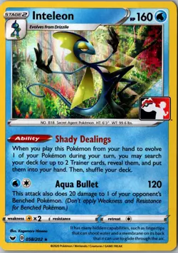 Inteleon 058/202 Holo Rare PR Prize Pack Series Cards LP Pokemon Card - Image 1