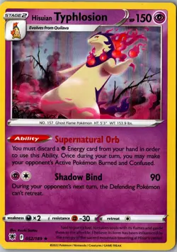 Hisuian Typhlosion Holo 052/189 Holo Rare SWSH10 Astral Radiance LP Pokemon Card - Image 1