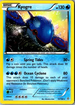 Kyogre 53/160 Rare XY - Primal Clash LP Pokemon Card - Image 1