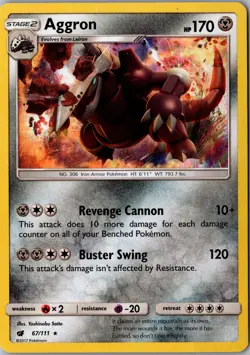 Aggron Holo 67/111 Holo Rare SM04 SM Crimson Invasion LP Pokemon Card - Image 1