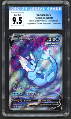 Pokemon Cards - CGC 9.5 Vaporeon V SWSH181 - Black Star Promo Vmax Premium Coll - Image 1