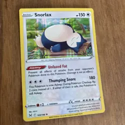Pokemon TCG Snorlax Holo Rare Card Lost Origin 143/196 - Image 1