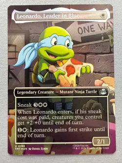 Leonardo, Leader in Blue (Borderless) - *FOIL* - NM - TMNT MTG TMT #196 - Image 1