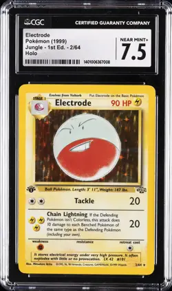1999 POKEMON JUNGLE 1ST ED HOLO #2 ELECTRODE CGC 7.5 - Image 1