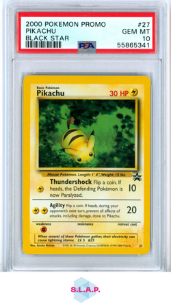 PIKACHU POKEMON 27 2000 BLACK STAR PROMO NON-HOLO ENGLISH PSA 10 - Image 1