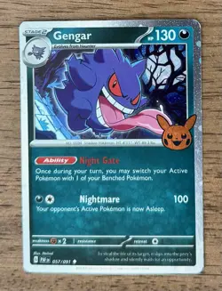 2024 Pokemon Paldean Fates #057/091 GENGAR Cosmo Holo Halloween Trick Or Trade - Image 1