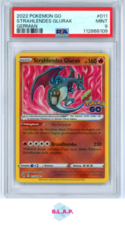 STRAHLENDES GLURAK GERMAN POKEMON GO 2022 011 PSA 9 - Image 1