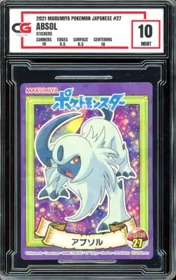 2021 Marumiya Pokemon Japanese Sticker CRACKED ICE HOLO #27 Absol GRADED CG 10 - Image 1
