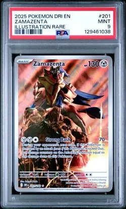 PSA 9 2025 POKEMON DRI EN-DESTINED RIVALS #201 ZAMAZENTA ILLUSTRATION RARE - Image 2