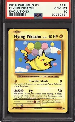Pokemon 2016 Flying Pikachu 110/108 Secret Rare Evolutions GEM MINT PSA 10 - Image 1