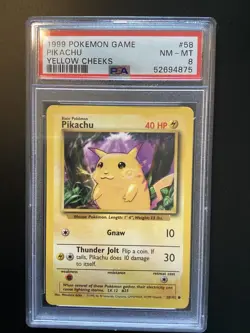 1999 Pokemon Pikachu Yellow Cheeks #58 Base Set PSA 8 - Image 1