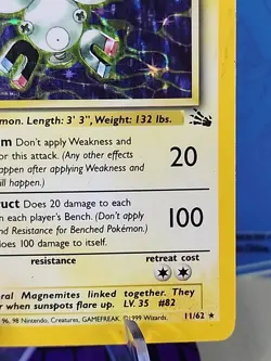 Pokemon Card - Magneton Fossil 11/62 Holo Rare MP/HP - Image 4