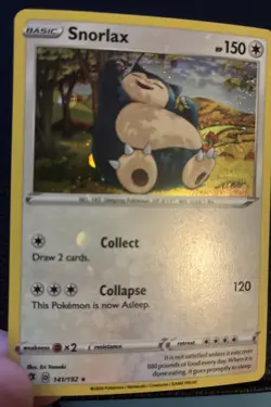 Snorlax 141/192 Cosmos Holo Rebel Clash Pokemon W/ Holo Bleed And Swirl NM - Image 2